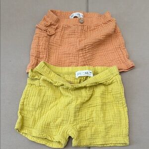 Zara Baby Orange and Yellow Shorts Set 6-9 months and 9-12 months